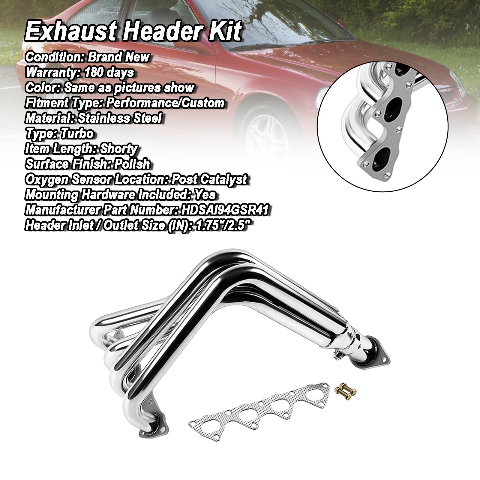 Honda Del Sol V-TEC 1993-1997 Stainless Steel Shorty Racing Exhaust Header