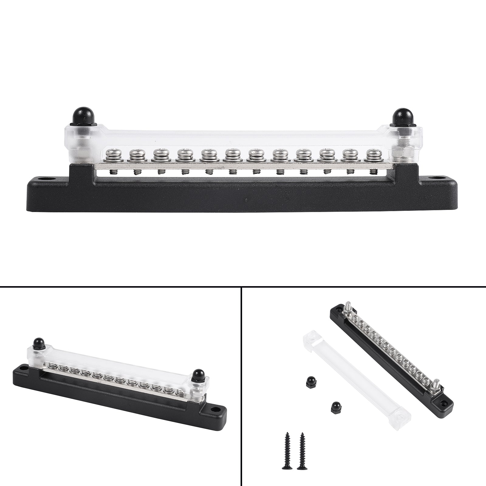 12 Terminal Bus Bar 150A Wire Block Ground Distribution Car Truck RV Boat Kit Generic