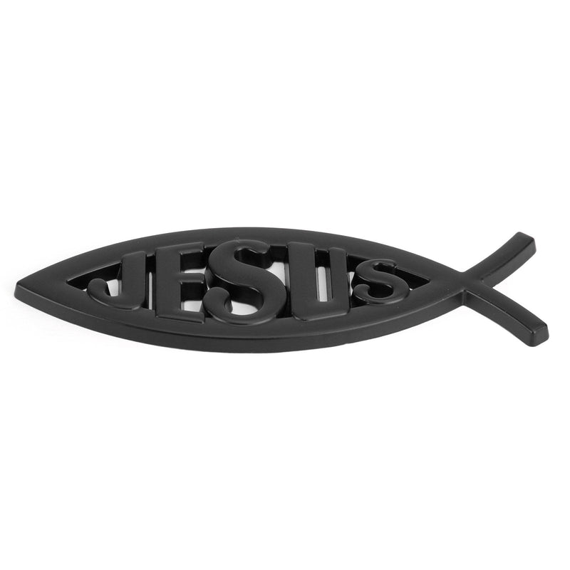 ملصق سيارة ثلاثي الأبعاد شعار ديني لإله يسوع رمز السمكة المسيحية أسود عام CA السوق