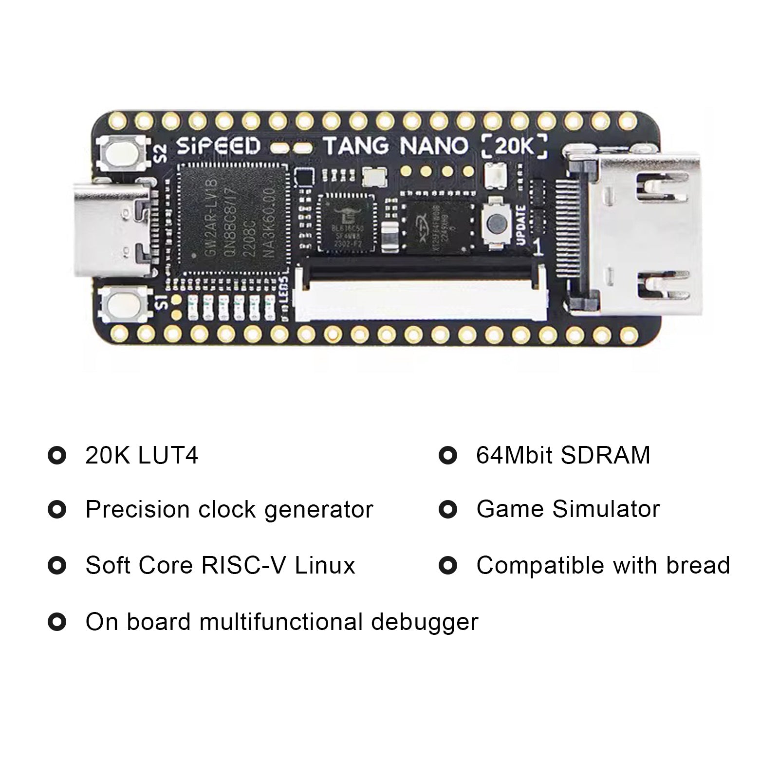 Placa de desarrollo Sipeed Tang Nano 20K, juego Retro FPGA de código abierto con altavoz