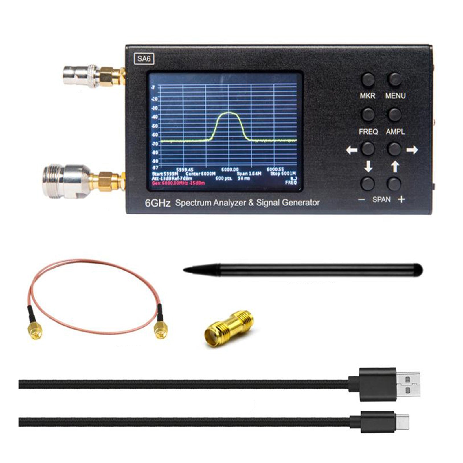 SA6 6GHz portátil de mano 3,2" analizador de espectro generador de señal 35-6200MHz