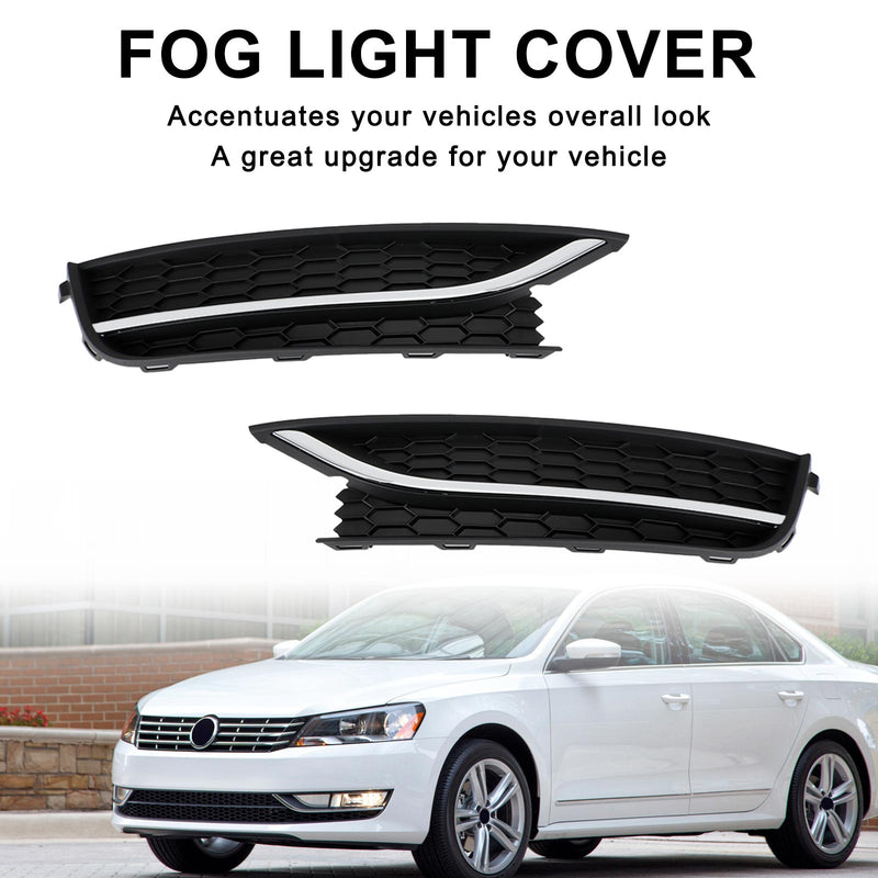 2PCS VW Passat 2012-2015 Front Driving Fog Light Cover Black/Chrome