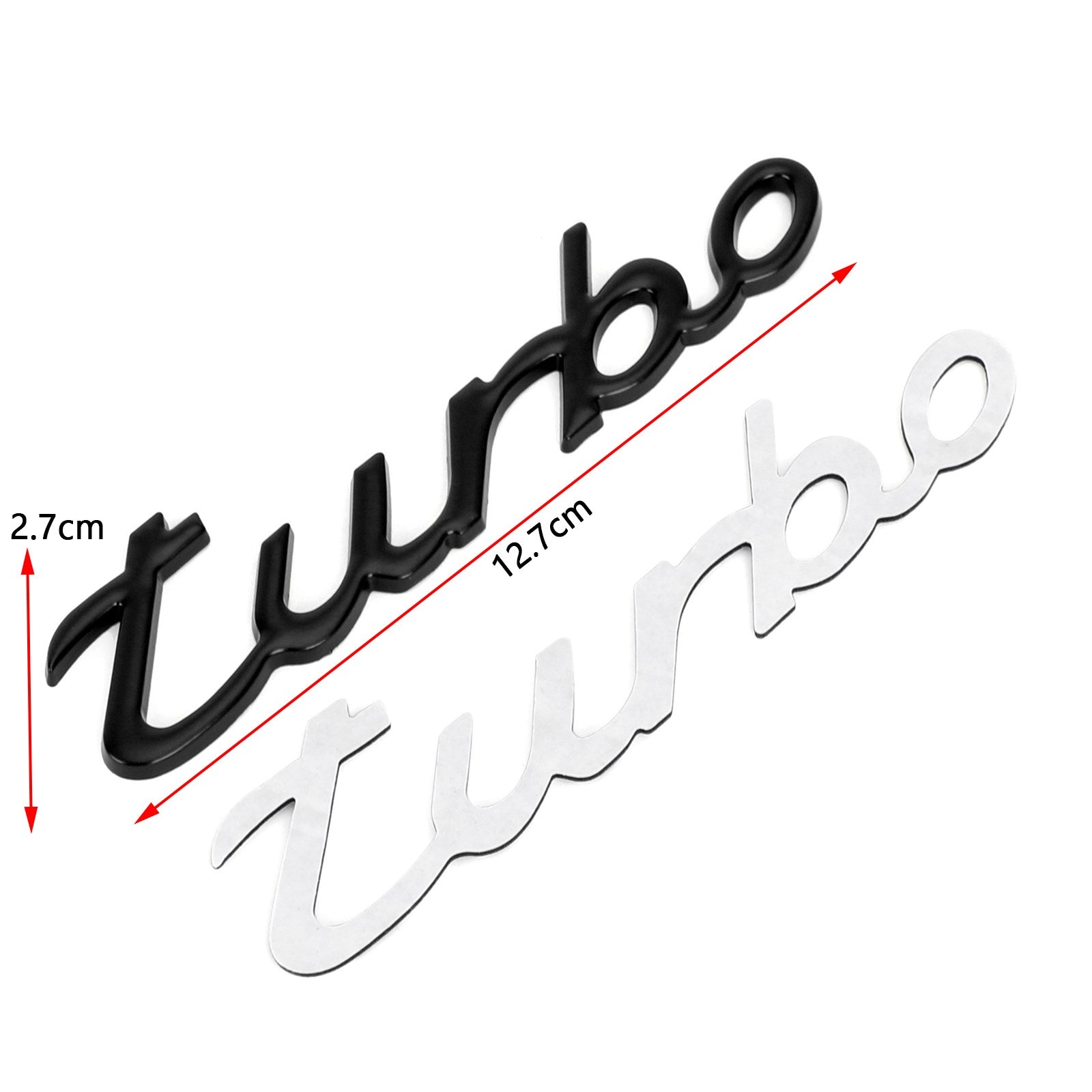 3D Car Sticker Plating Metal Turbo Logo Emblem Badge Decal Black Generic