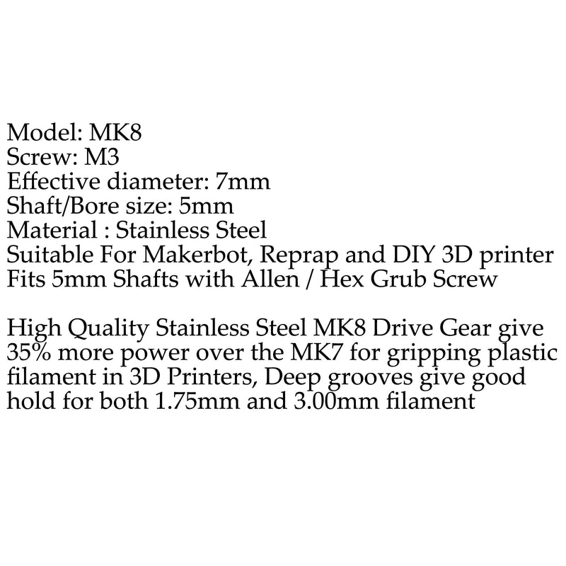 12x MK8 الصلب محرك والعتاد خيوط بكرة لطابعة 1.75/3.0 مللي متر الطارد ثلاثية الأبعاد