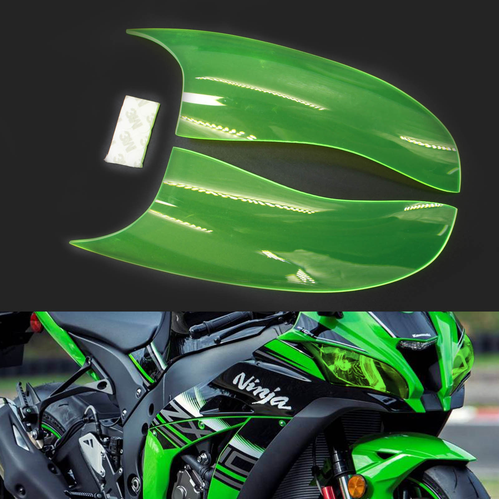 Front Headlight Lens Protection Cover Fit For Kawasaki Zx-10R Zx 10R 16-18 Smoke Generic