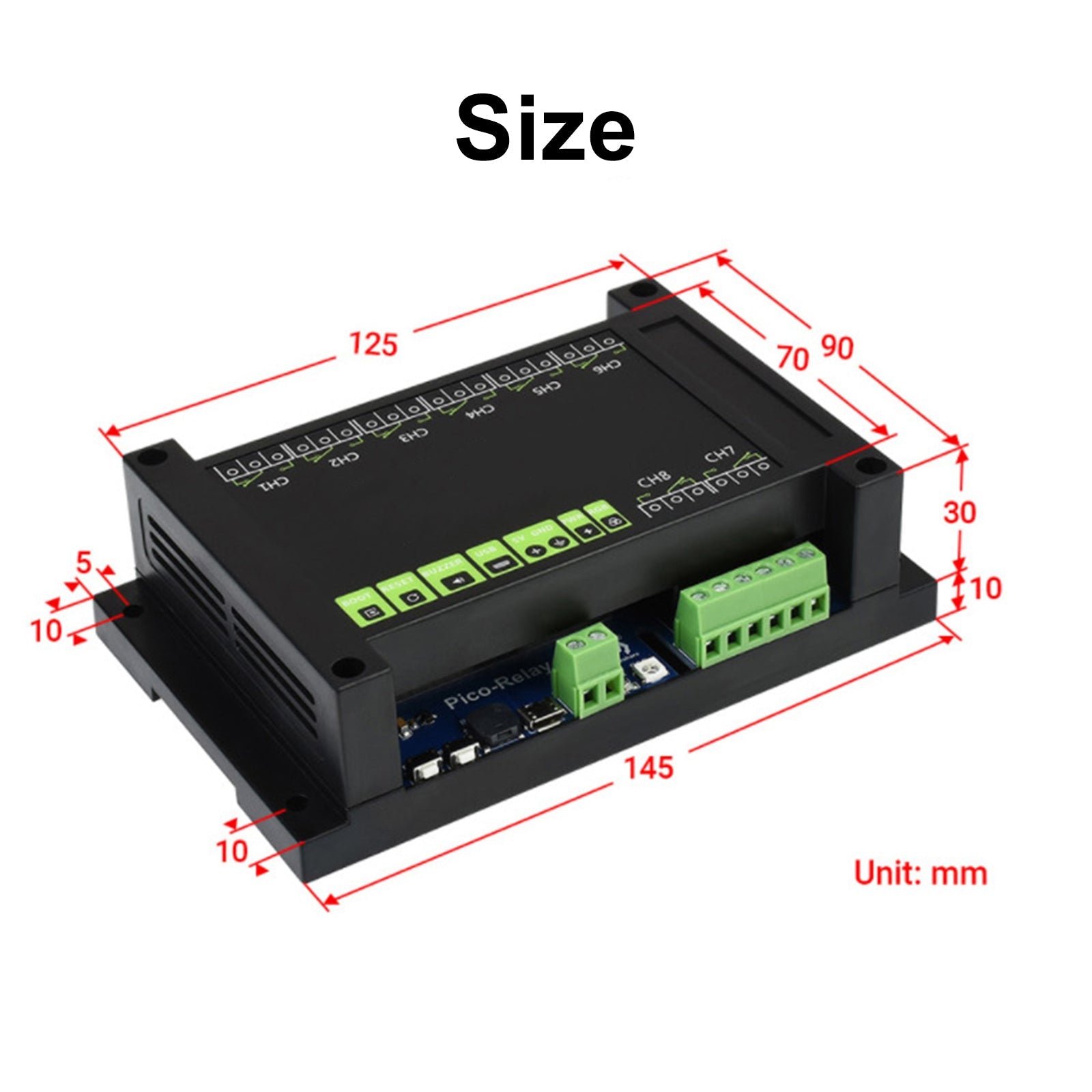 8-CH Relay Expansion Module Case HAT Kit For RPI Raspberry Pi Pico W WH Board