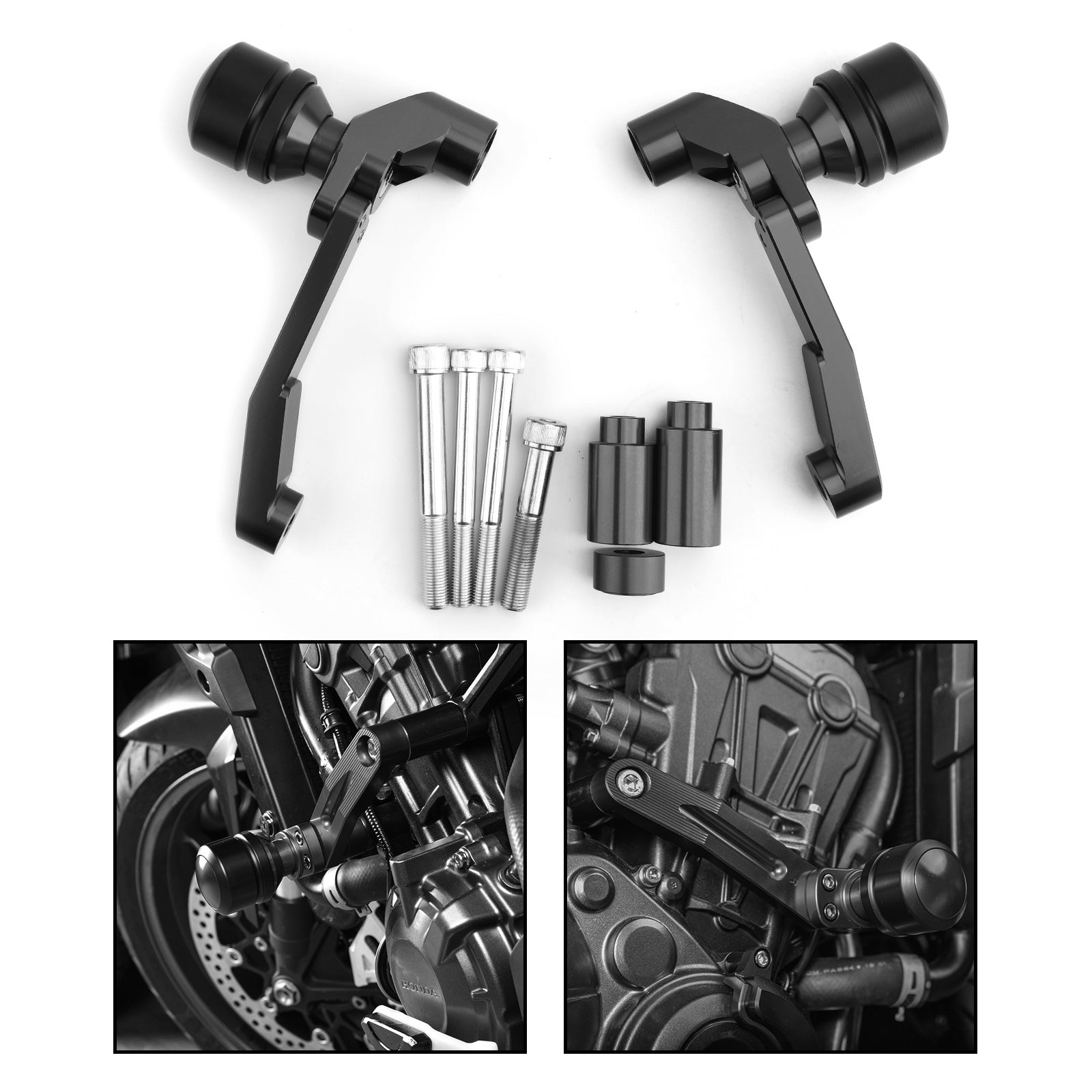 Engine Frame Sliders Crash Protectors Kit for Honda CB650R 2019-2021 Black Generic