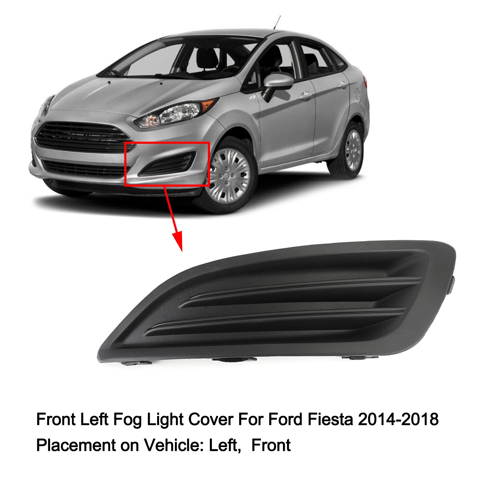 Front Left Bumper Fog Light Cover Trim For Ford Fiesta 1.0 1.6 2014-2018 Generic