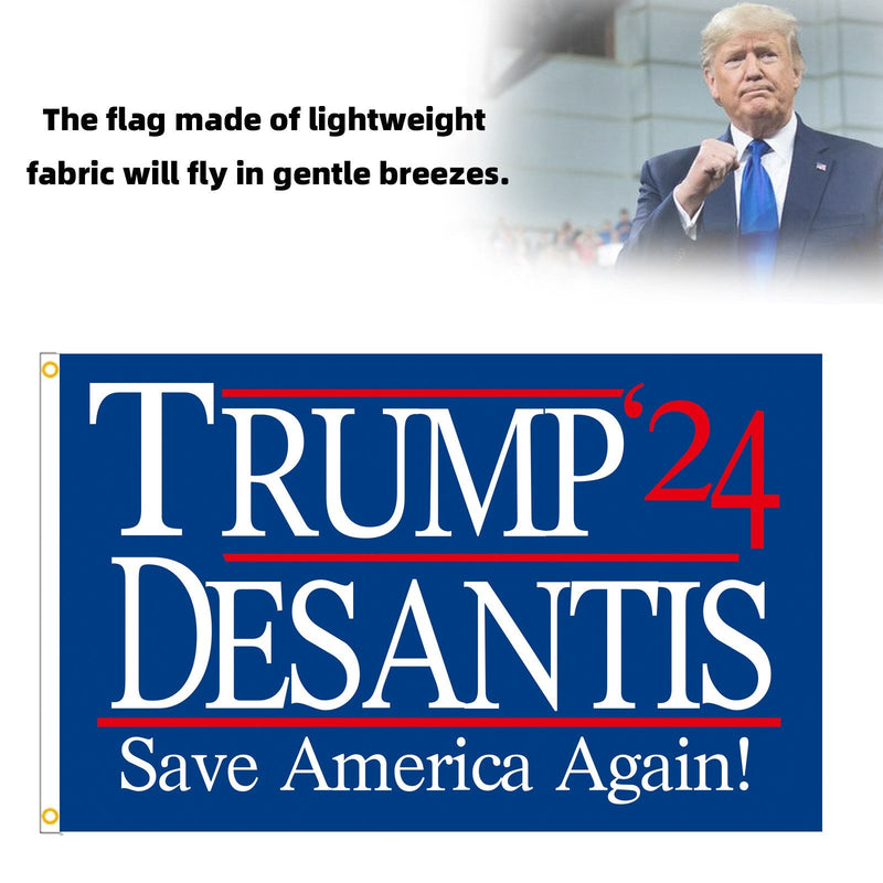 لافتة إنقاذ أمريكا مرة أخرى علم دونالد ترامب ترامب ديسانتيس 2024 مقاس 3 × 5 أقدام