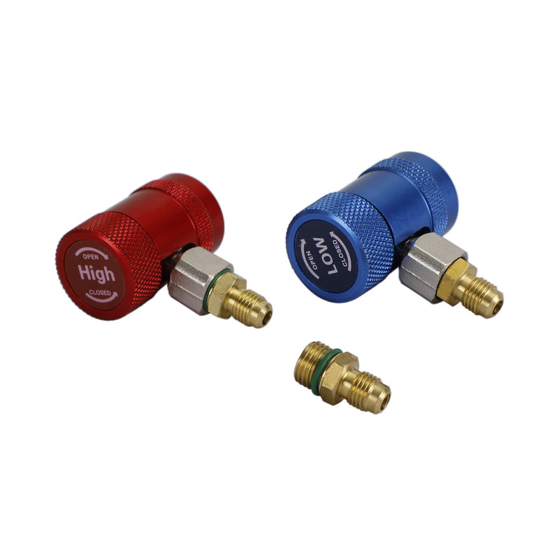 A/C R134A Adaptador de acoplador rápido Conector de colector 1/4" Sae Hvac Lado alto y bajo