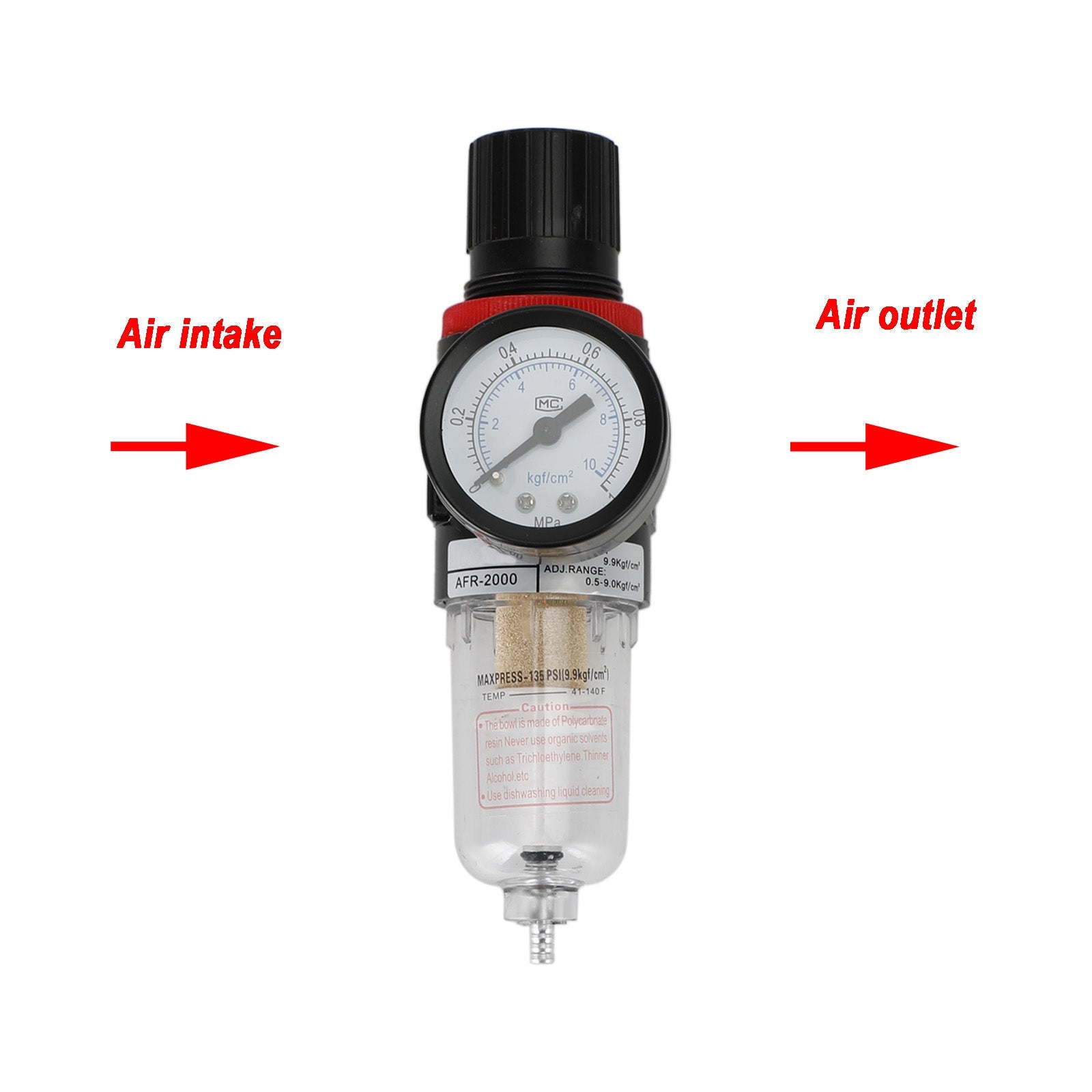 AFR-2000 1/4" Air Compressor Filter Water Separator Trap Tools W Regulator Gauge