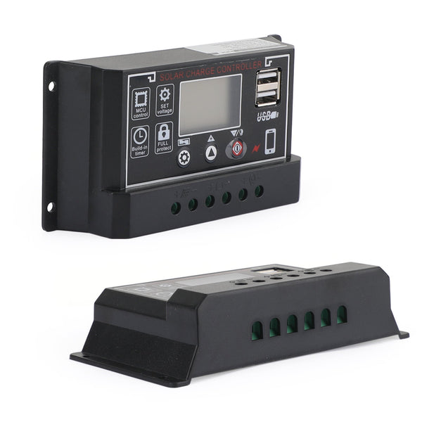 PWM 40A منظم البطارية الشمسية جهاز التحكم بالشحن 12V 24V 4-Stage Dual USB CA Market