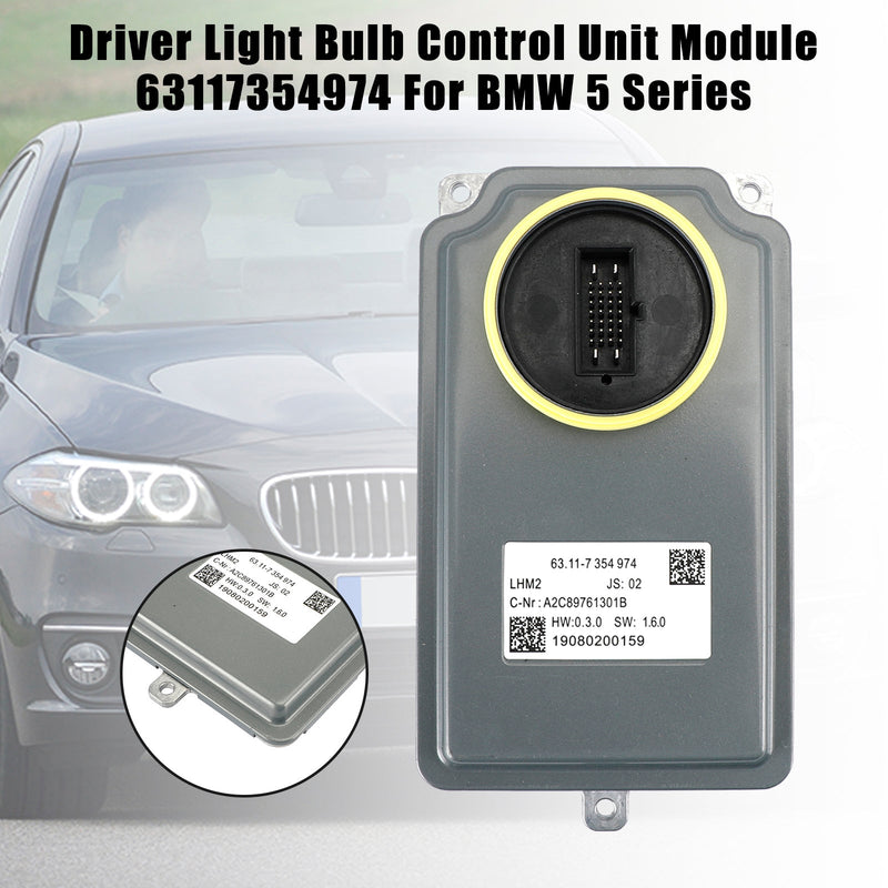 2014 BMW Hybrid 5 Driver Light Bulb Control Unit Module 63117354974