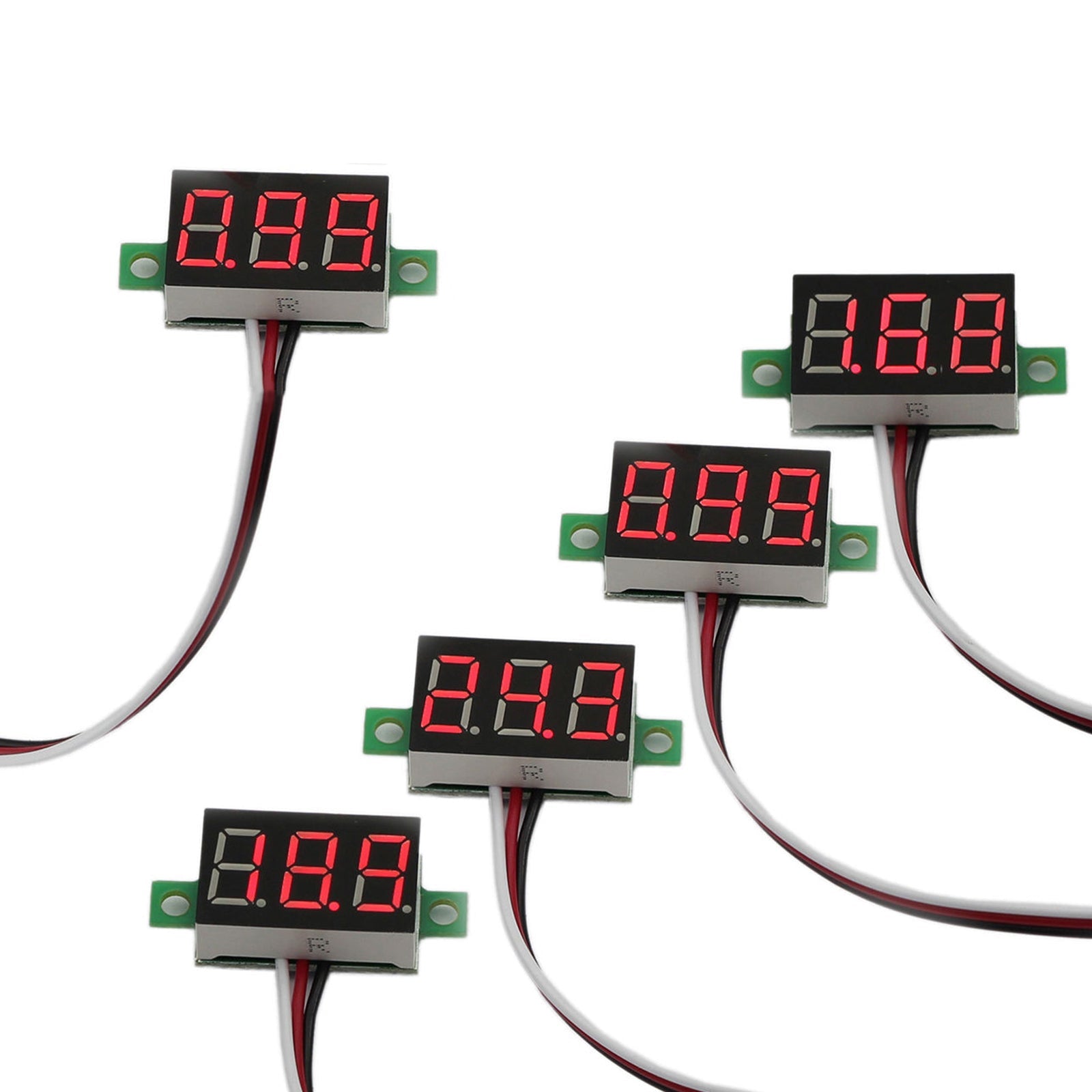 5x Mini DC 0-30V LED rojo 3-Pantalla digital Voltaje Voltímetro Panel calibrable