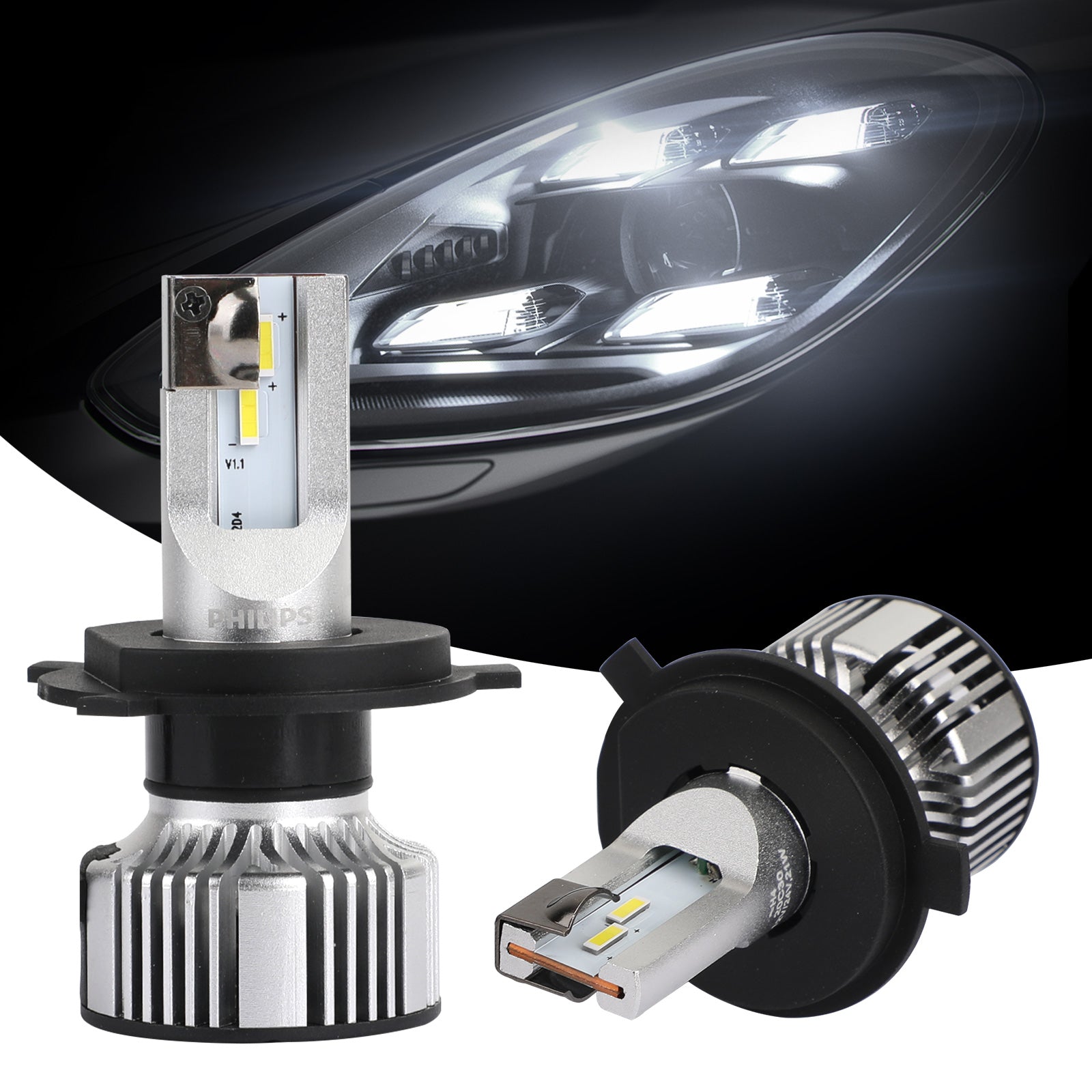 Philips H4 Led Ultinon Essential Coche Bombillas de faros blancos 6500K 21W 2 piezas