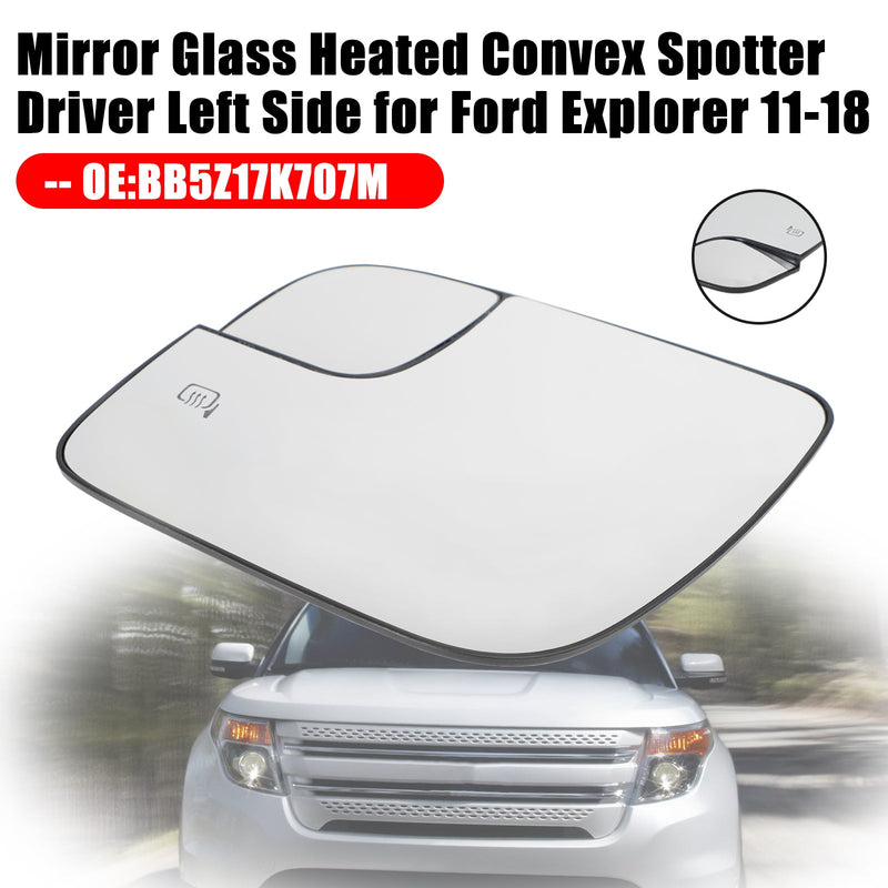 2011-2018 Ford Explorer Espejo de vidrio convexo calefaccionado Lado izquierdo del conductor