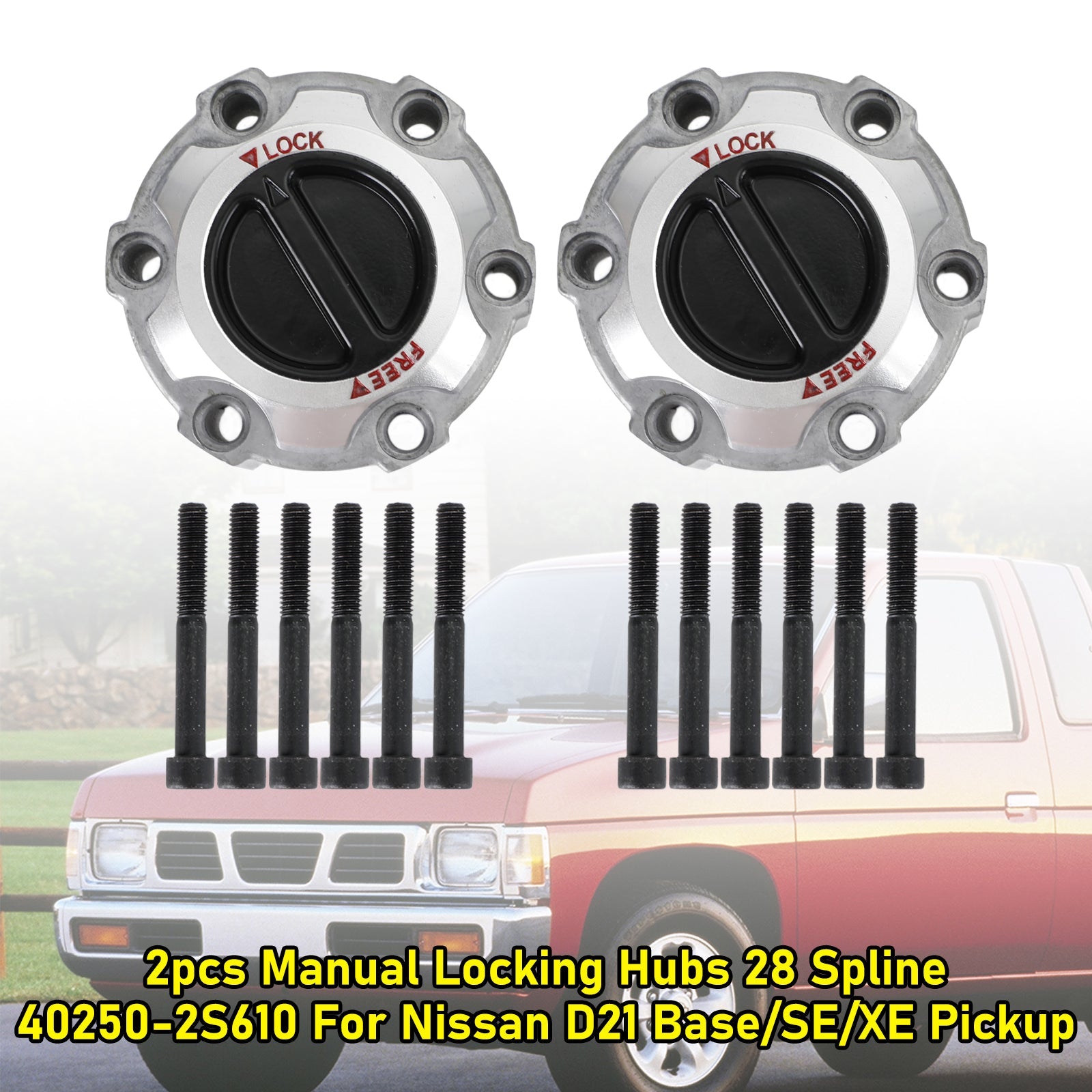 2pcs 2001-2004 Nissan Frontier SC/Crew Extended Cab Pickup 2/4-Door 3.3L Manual Locking Hubs 28 Spline 40250-2S610