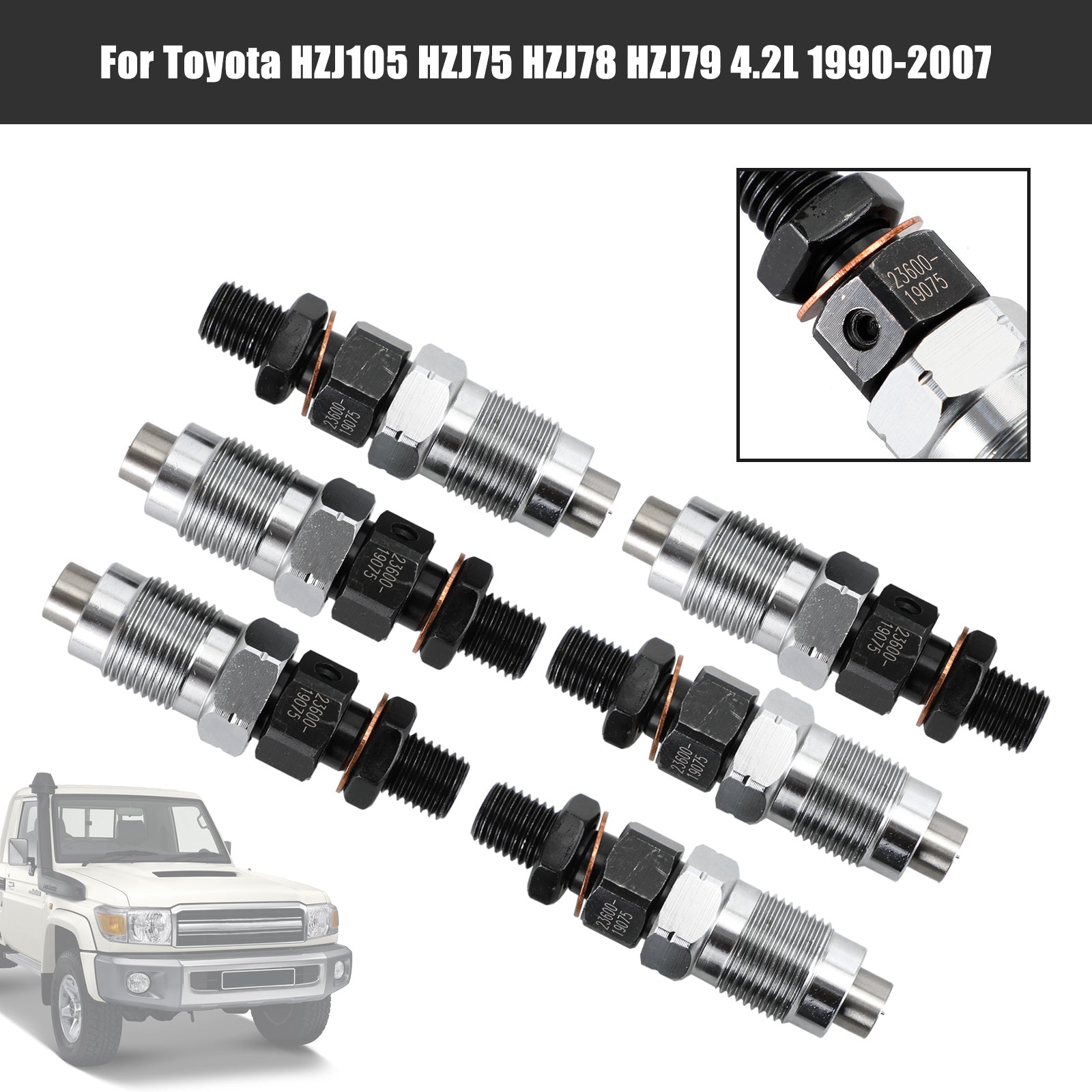 1990-2007 Toyota HZJ105 HZJ75 HZJ78 HZJ79 6PCS Fuel Injectors 23600-19075