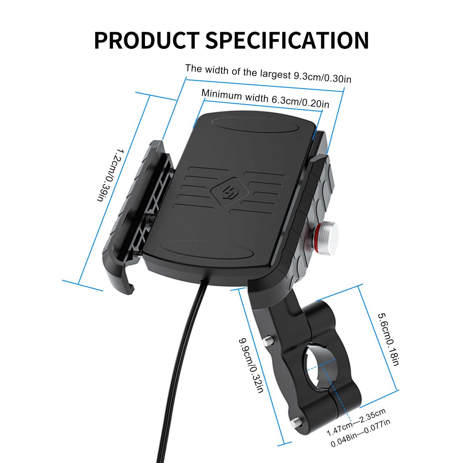 15W Wireless Charging Bracket Qc3.0 Phone Charge Universal For Moto Scooter BlackB Generic