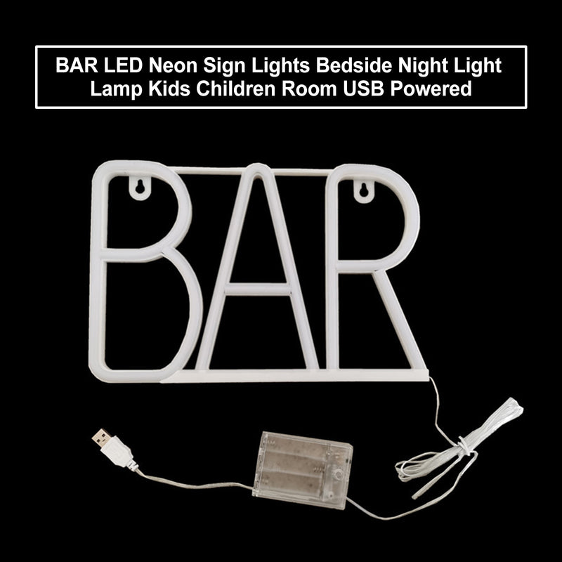 BAR LED Neon Sign Lights Bedside Night Light Lamp Kids Children Room USB Powered