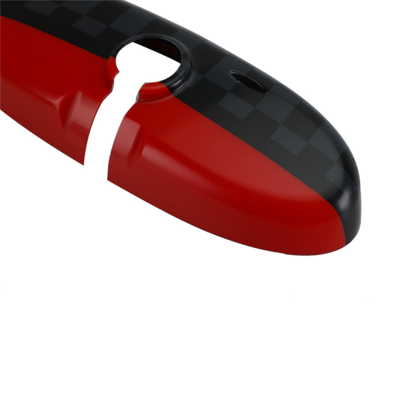 غطاء مرآة الرؤية الخلفية باللون الأحمر المتقلب باللون الأسود/الرمادي لسيارة BMW MINI Cooper R55 R56 R57 Generic