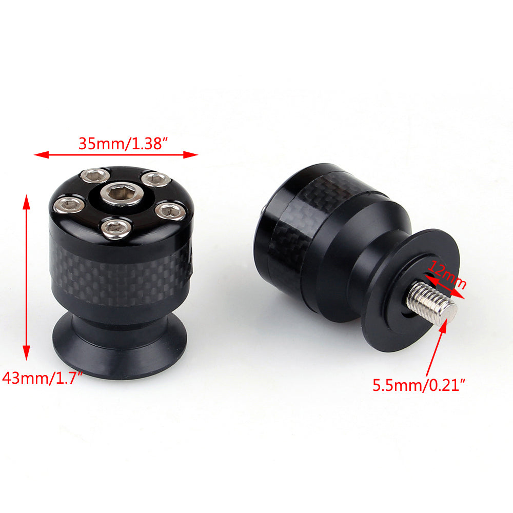 Universal Motorcycle CNC Carbon Fiber 6mm Swingarm Sliders Spools