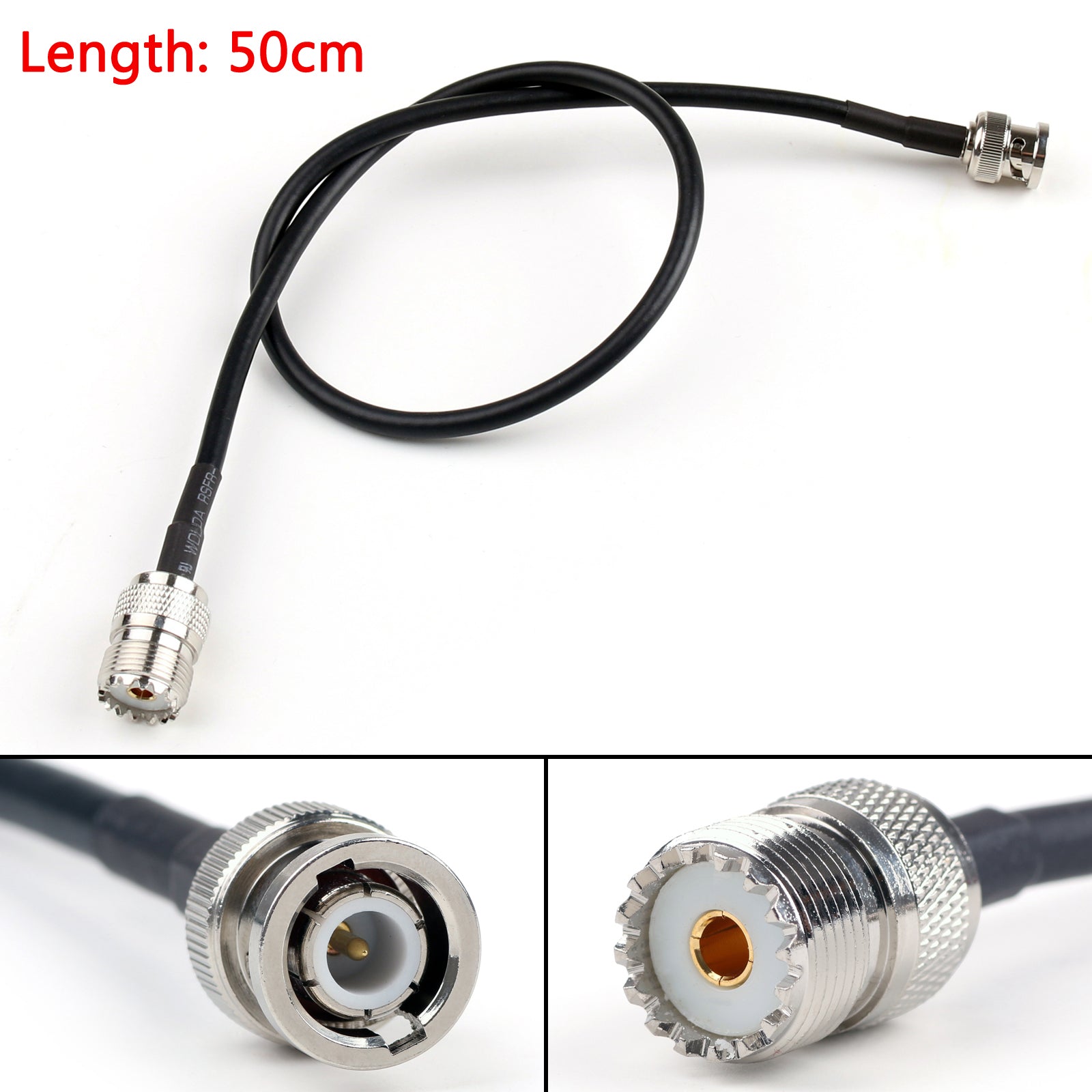 Enchufe macho BNC del cable RG58 de 50 cm a la coleta recta 20in de Jack hembra de la frecuencia ultraelevada SO239