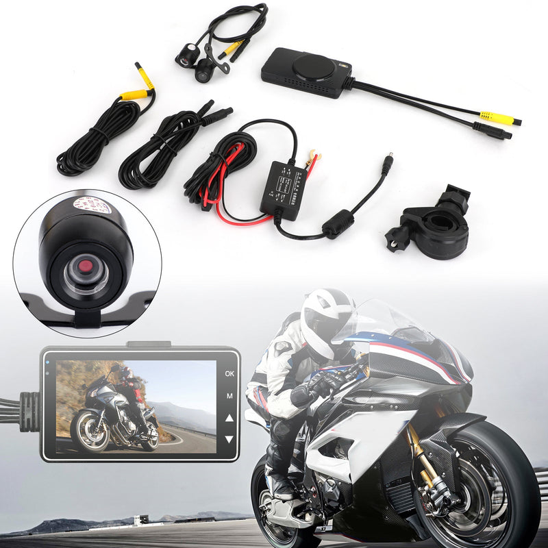 Grabador de vídeo DVR con cámara de acción dual resistente al agua de 3" y 140° para motocicleta IP68
