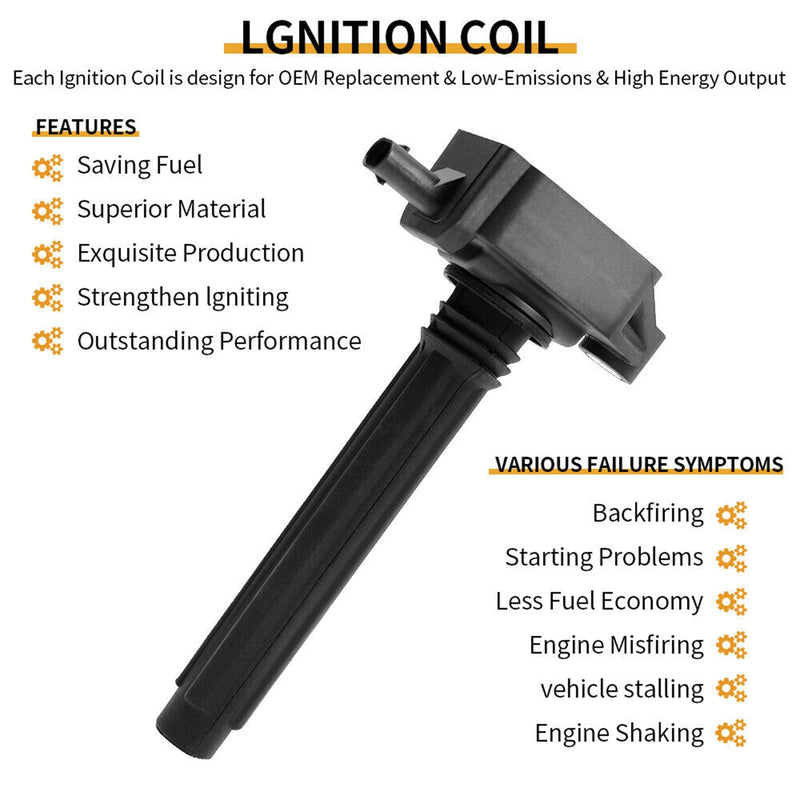 2011-2014 Dodge Avenger 3.6L V6 6pcs Ignition Coil +Spark Plug UF648