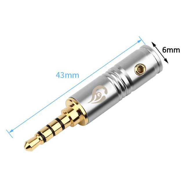 5 pines para auriculares estéreo de 3,5 mm y 4 polos, conector de audio chapado en oro, plateado 