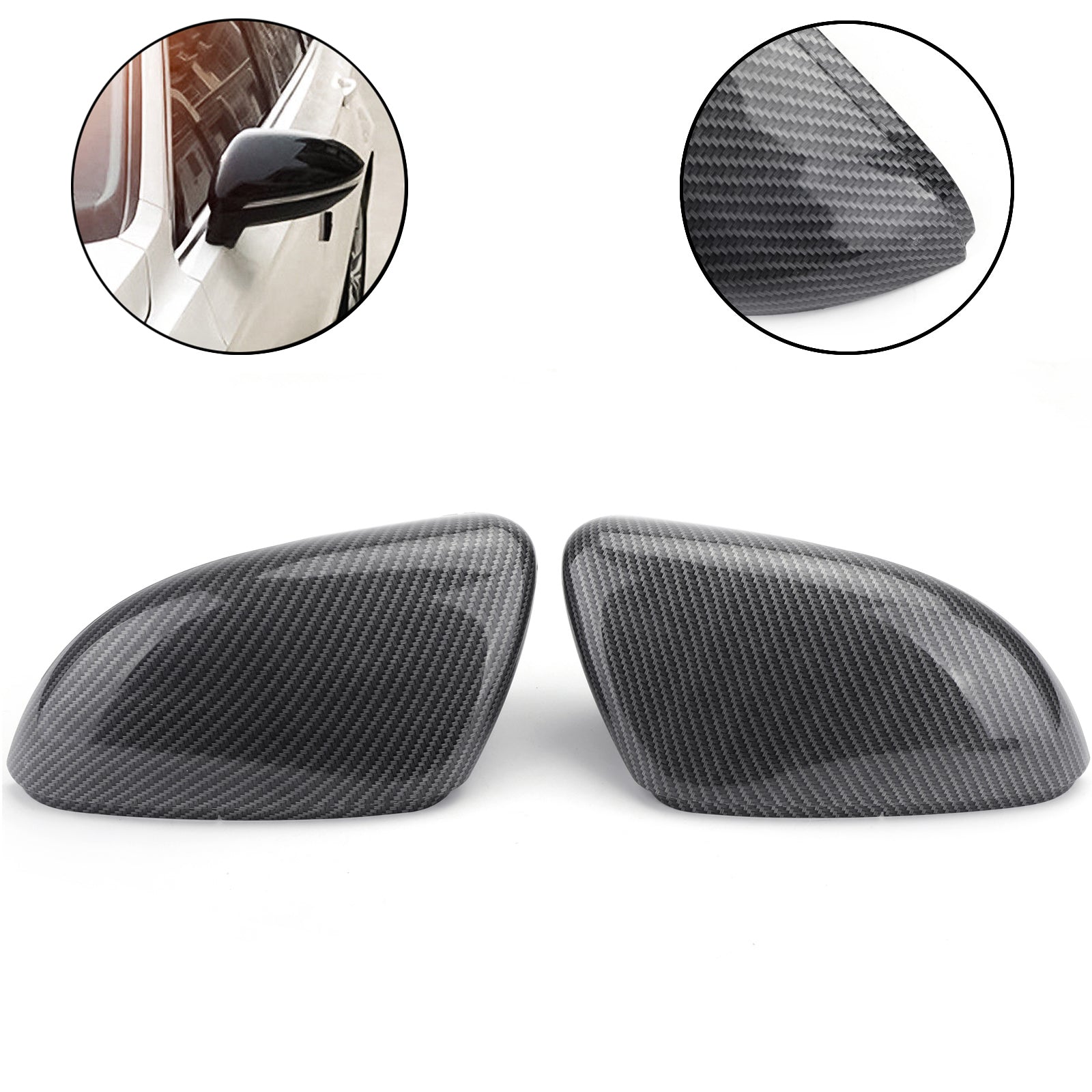 Carbon Pair Side Mirror Cover Cap Replacement for VW Golf MK6 2010-2013 Generic