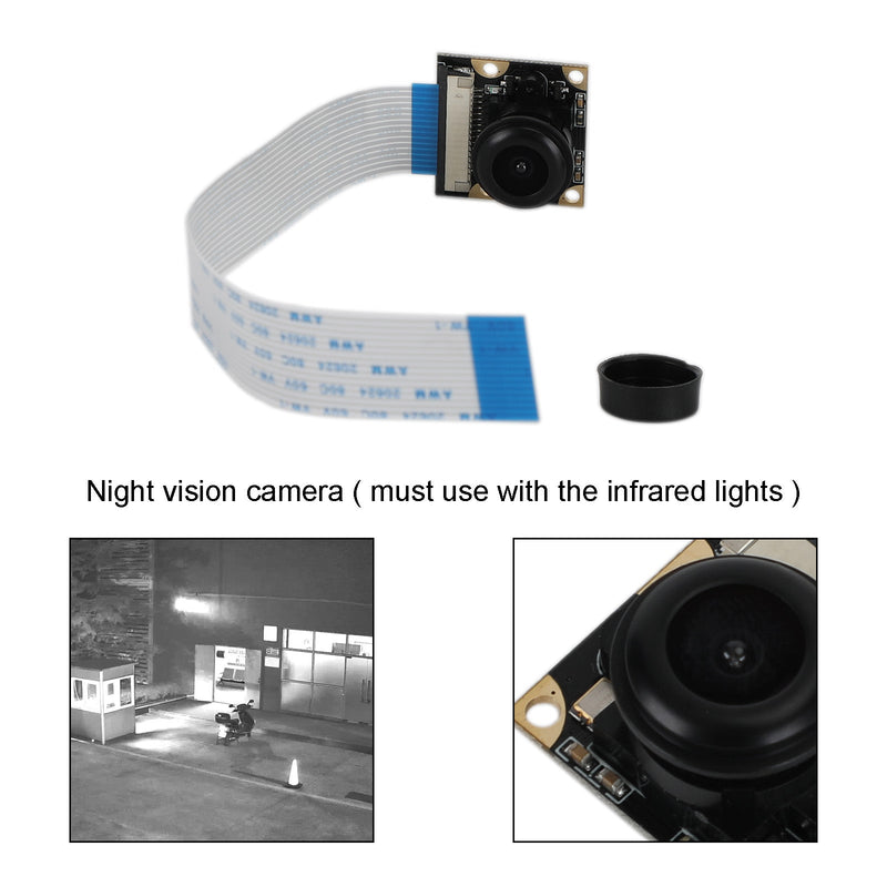 Cámara de visión de luz infrarroja nocturna de 5Mp 130-220 grados para Raspberry Pi 4B 3B + 3B