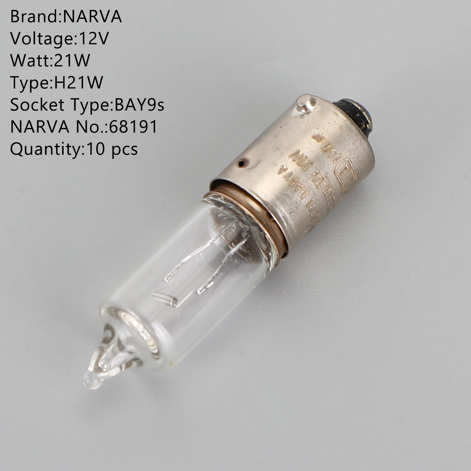 10x For NARVA 68191 Car Auxiliary Bulbs H21W 12V21W BAY9s Generic