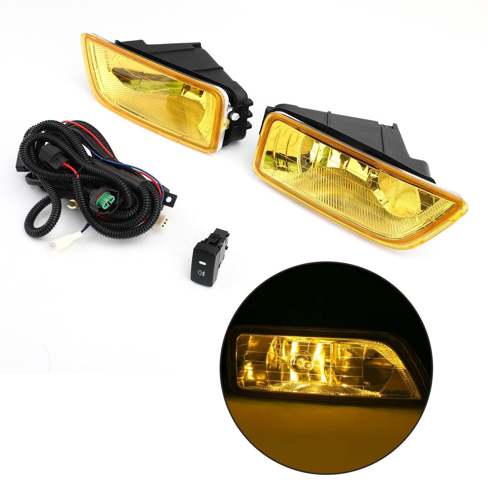 Yellow Lens Fog Lights + Switch For 2003-2007 Honda Accord / 2004-2008 Acura TL Generic