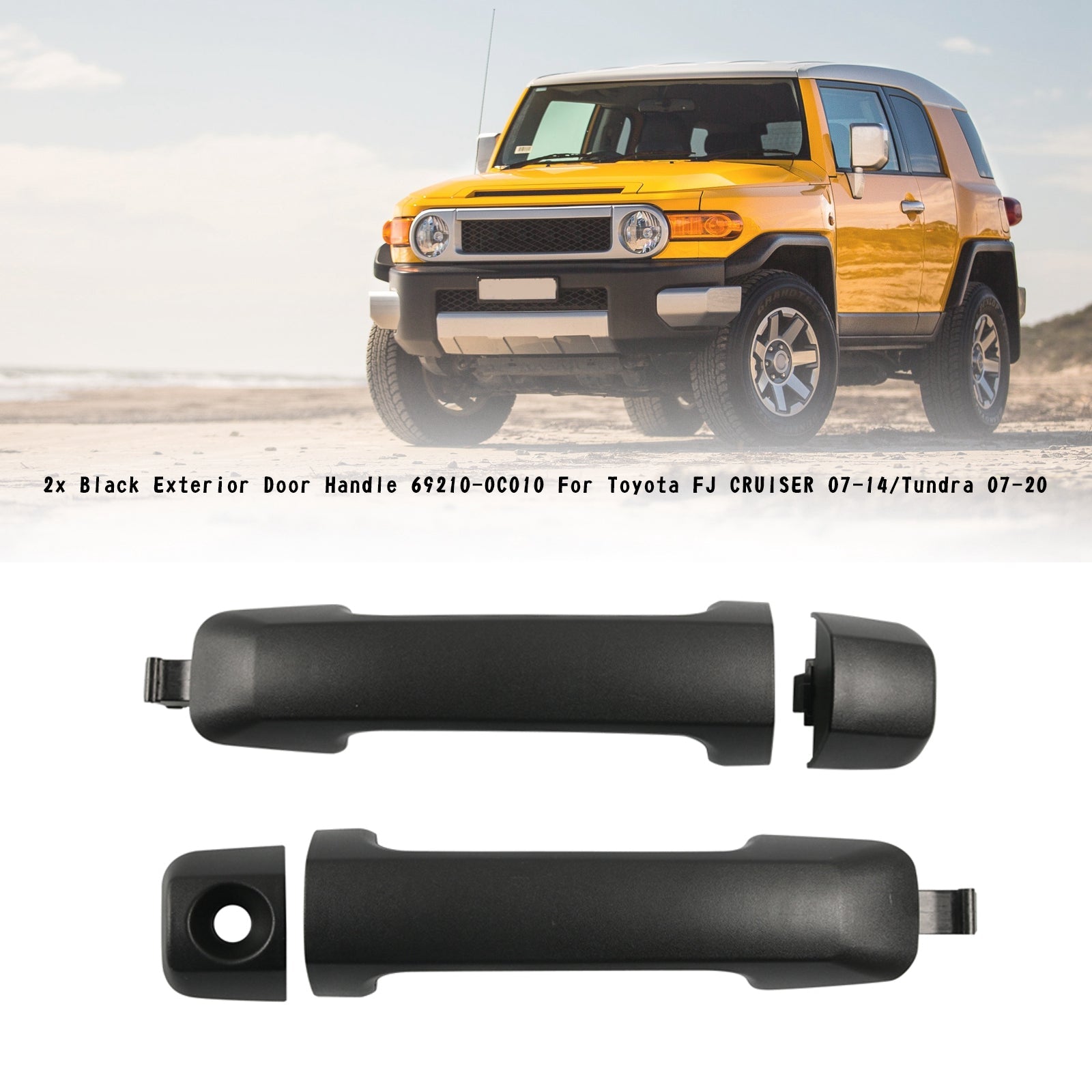 2 manijas de puerta exterior negras 69210-0C010 para Toyota FJ CRUISER 07-14/Tundra 07 genérico