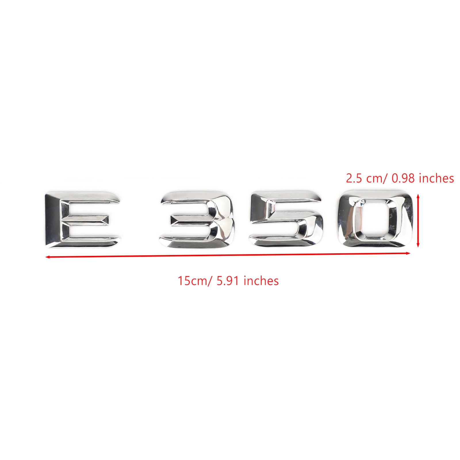 Insignia del emblema del maletero trasero Placa de identificación Calcomanía Letras Números Fit Mercedes E350 Chrome Generic