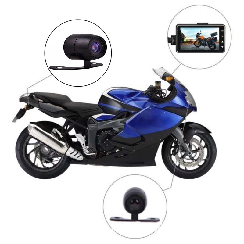 3" 140° Waterproof Dual Action Camera Video Recorder DVR for Motorcycle IP68