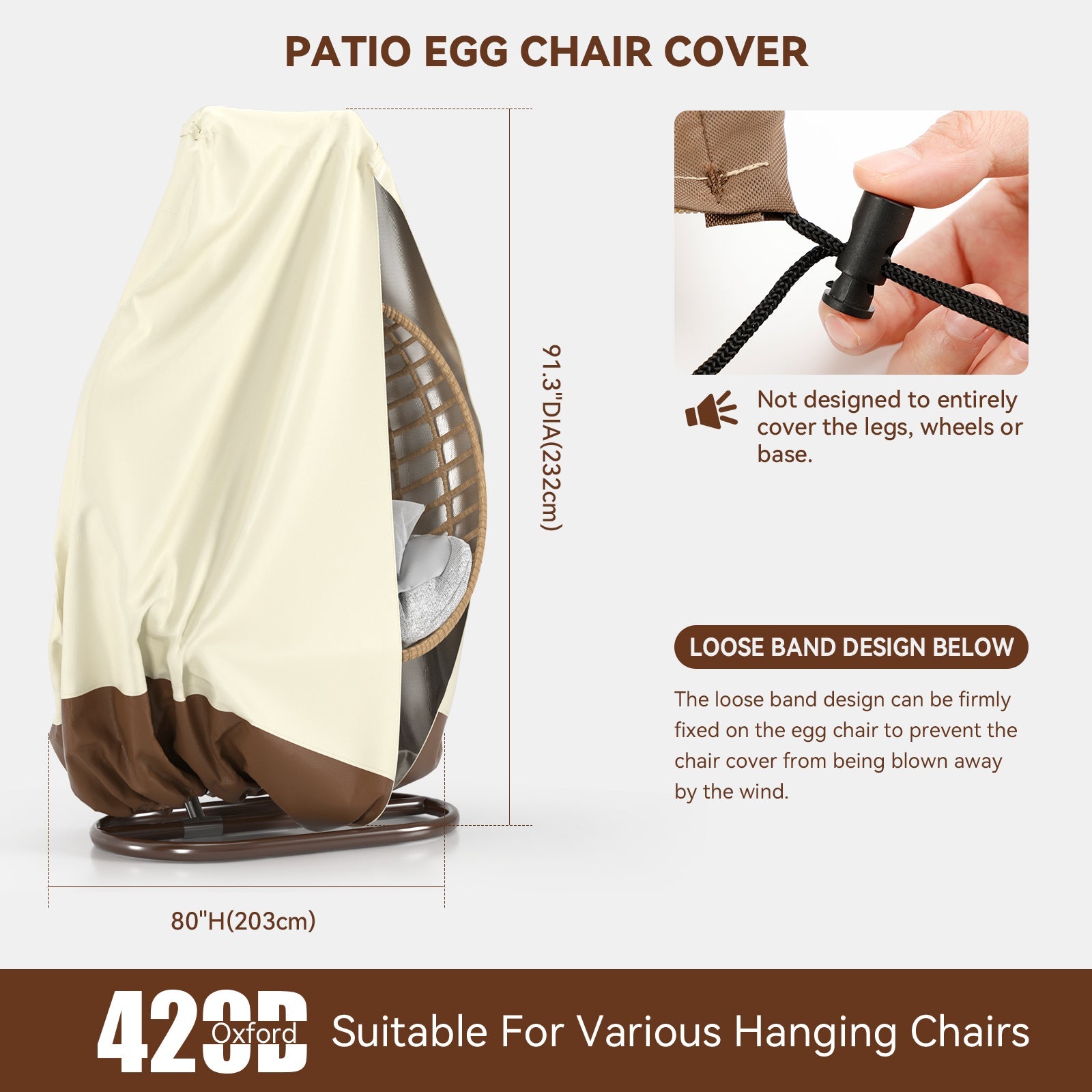 Cubierta para silla con forma de huevo para Patio, cubiertas para columpio de huevo de mimbre dobles para colgar al aire libre, impermeables