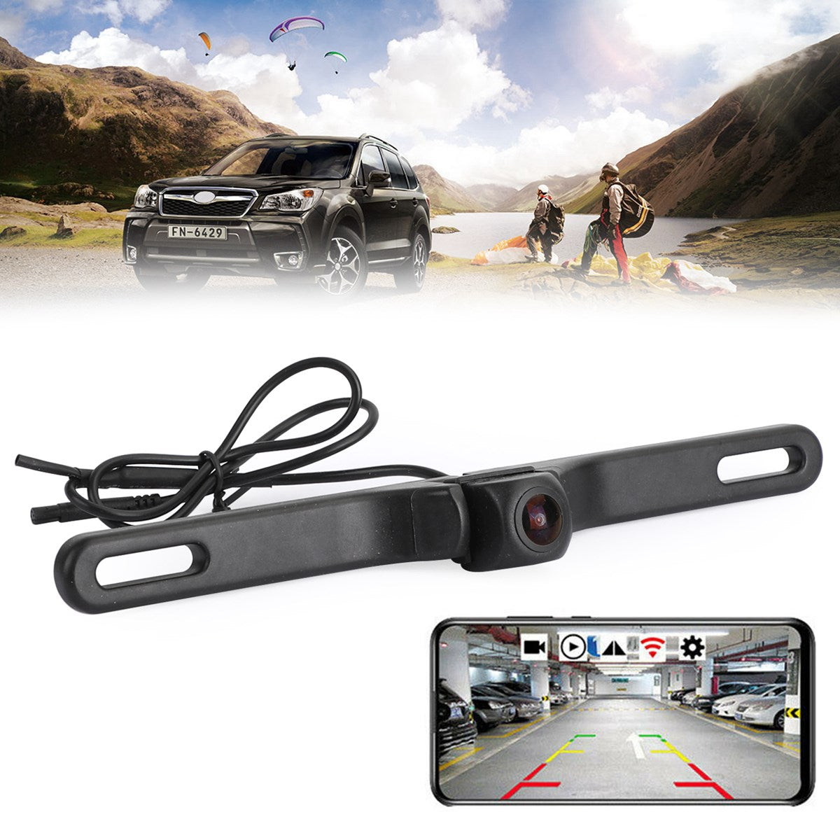 Wireless Car Rear View Backup Camera License Plate Frame Fit For iPhone Android CA Market