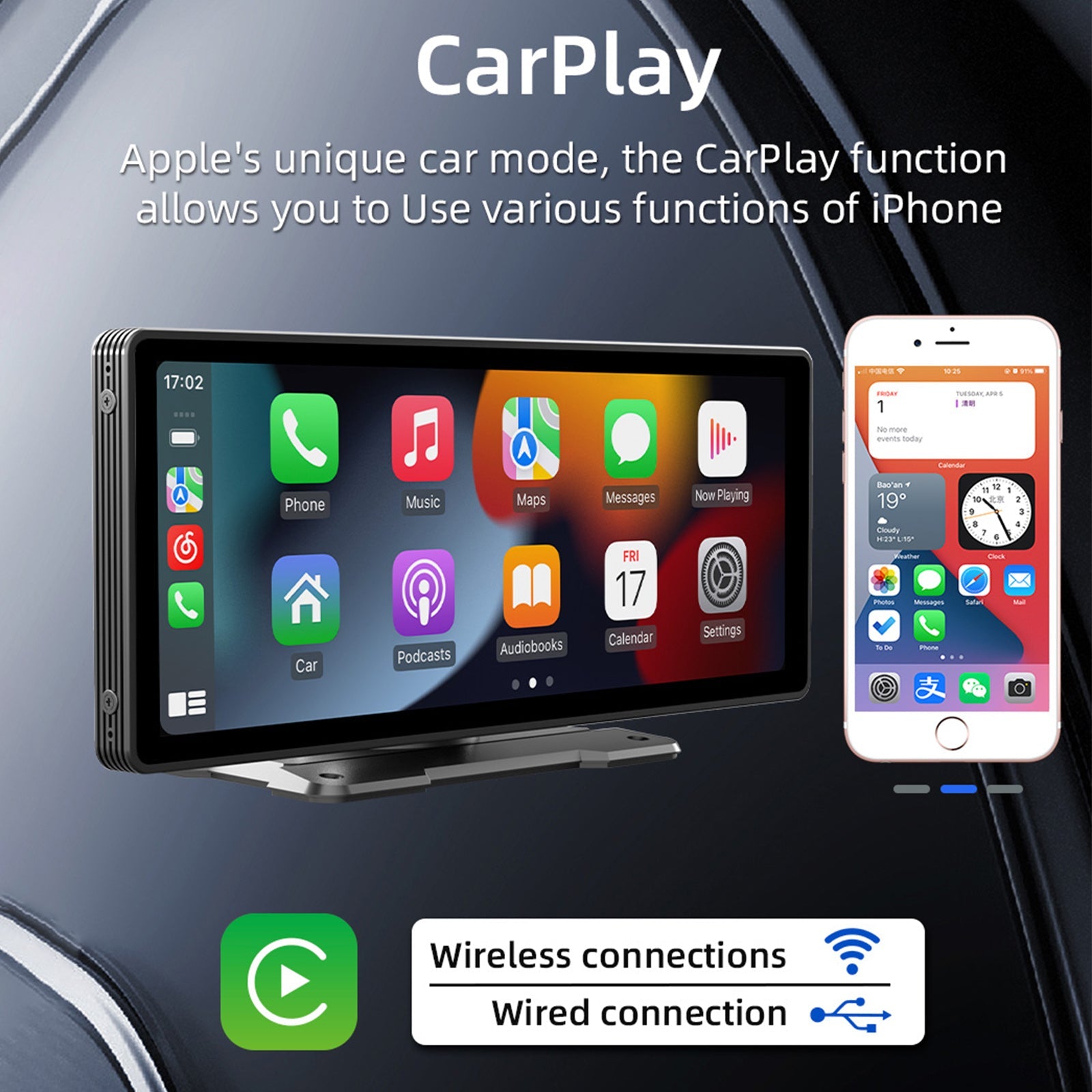 راديو ستيريو بلوتوث Carplay مقاس 10.26 بوصة، مشغل MP5 للسيارة FM + 4 كاميرات LED