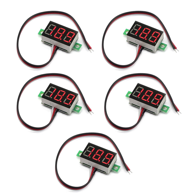 5x Mini DC 0-30V LED rojo 3-Pantalla digital Voltaje Voltímetro Panel calibrable