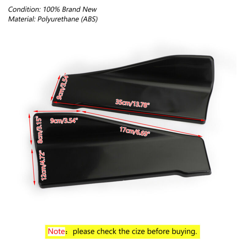 2pcs 35cm Skirt Spoiler Rear Lip Extension Rocker Splitters Winglet Wings Black Generic