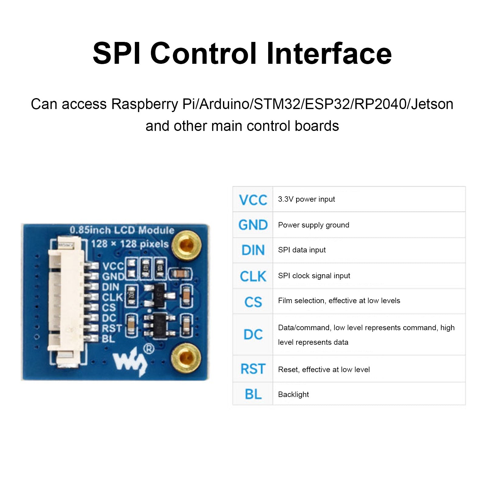 Raspberry Pi pantalla IPS de 0,85 pulgadas GC9107 Chip controlador interfaz SPI pantalla LCD