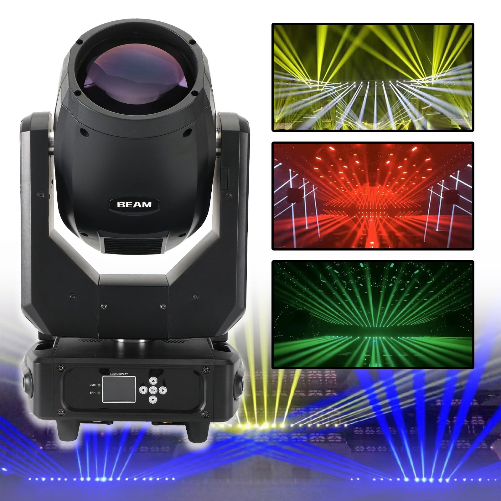 250W 8R Rainbow 3In1 Moving Head Light Double Prisms Gobo Wash Stage Lighting