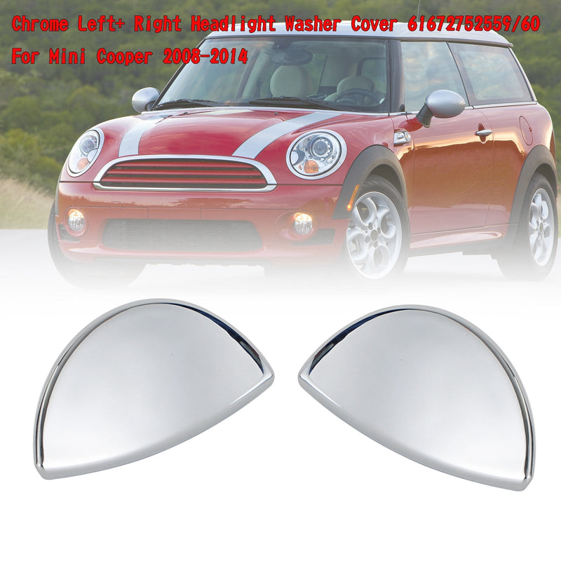 Chrome Left+ Right Headlight Washer Cover 61672752559/60 For Mini Cooper 08-2014 Generic