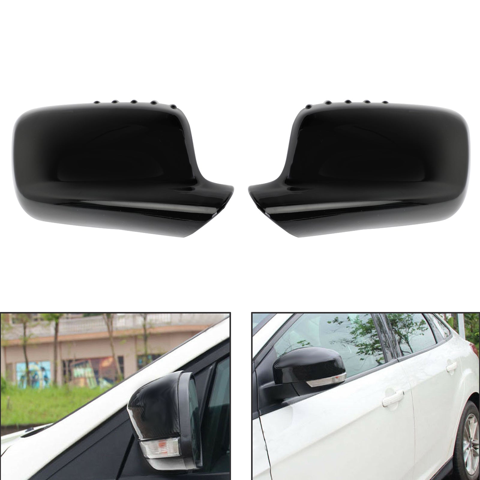 Pair Mirror Cover Cap Black For BMW E46 E65 E66 745i 750i 51167074236+51167074235 Generic