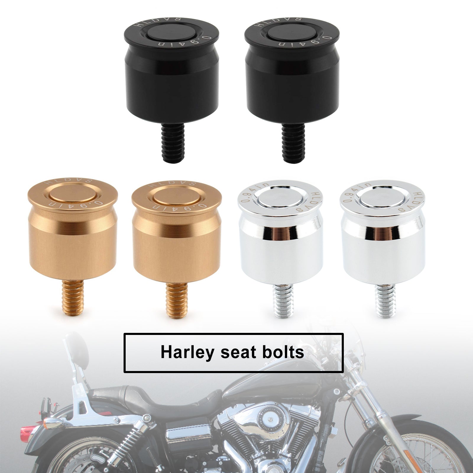 Pair Mount Seat Bolt Aluminum For Dyna Softail Sportster Road King Glid Gold Generic