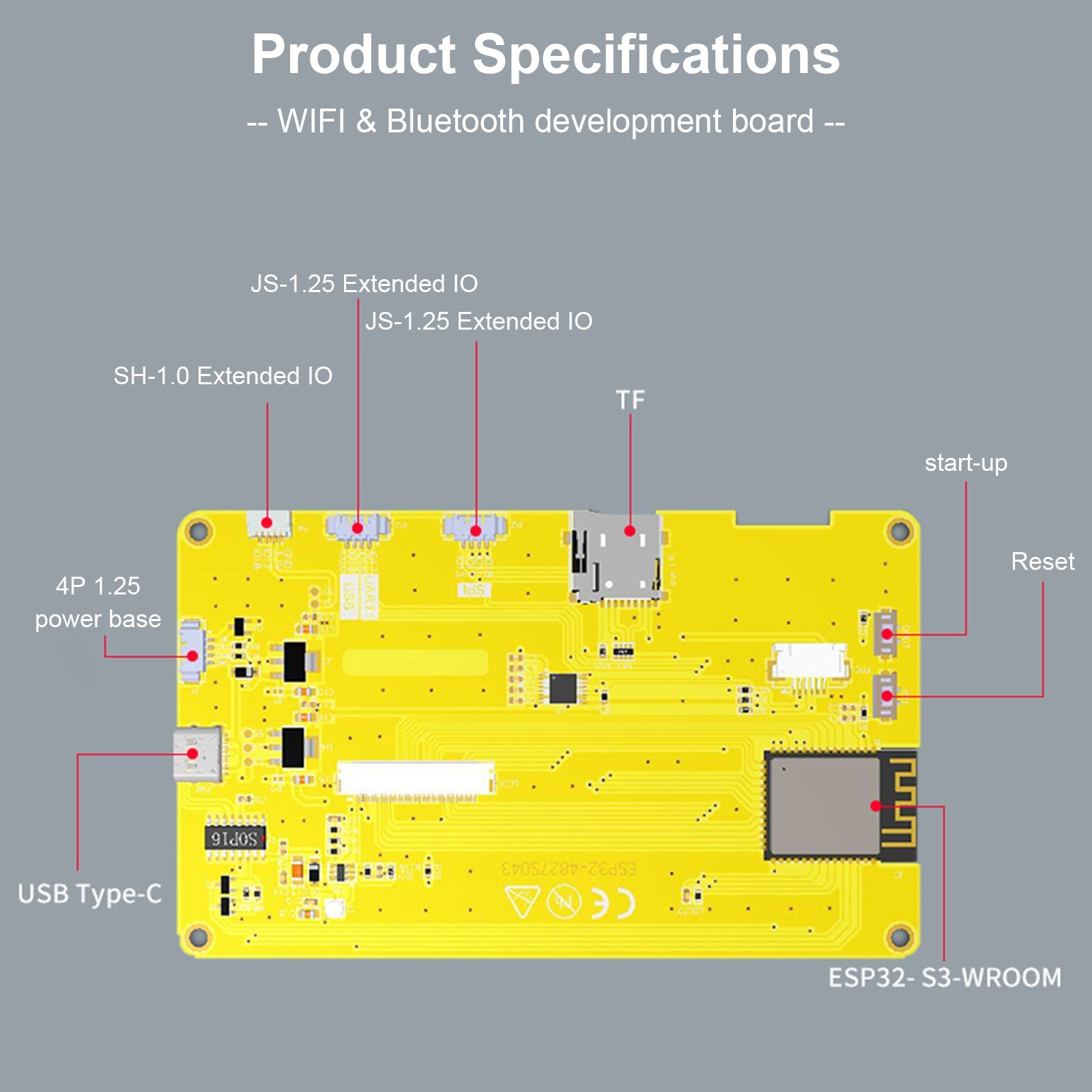 لوحة تطوير ESP32 4.3 بوصة LCD شاشة ذكية واي فاي وحدة بلوتوث PSRAM 16M