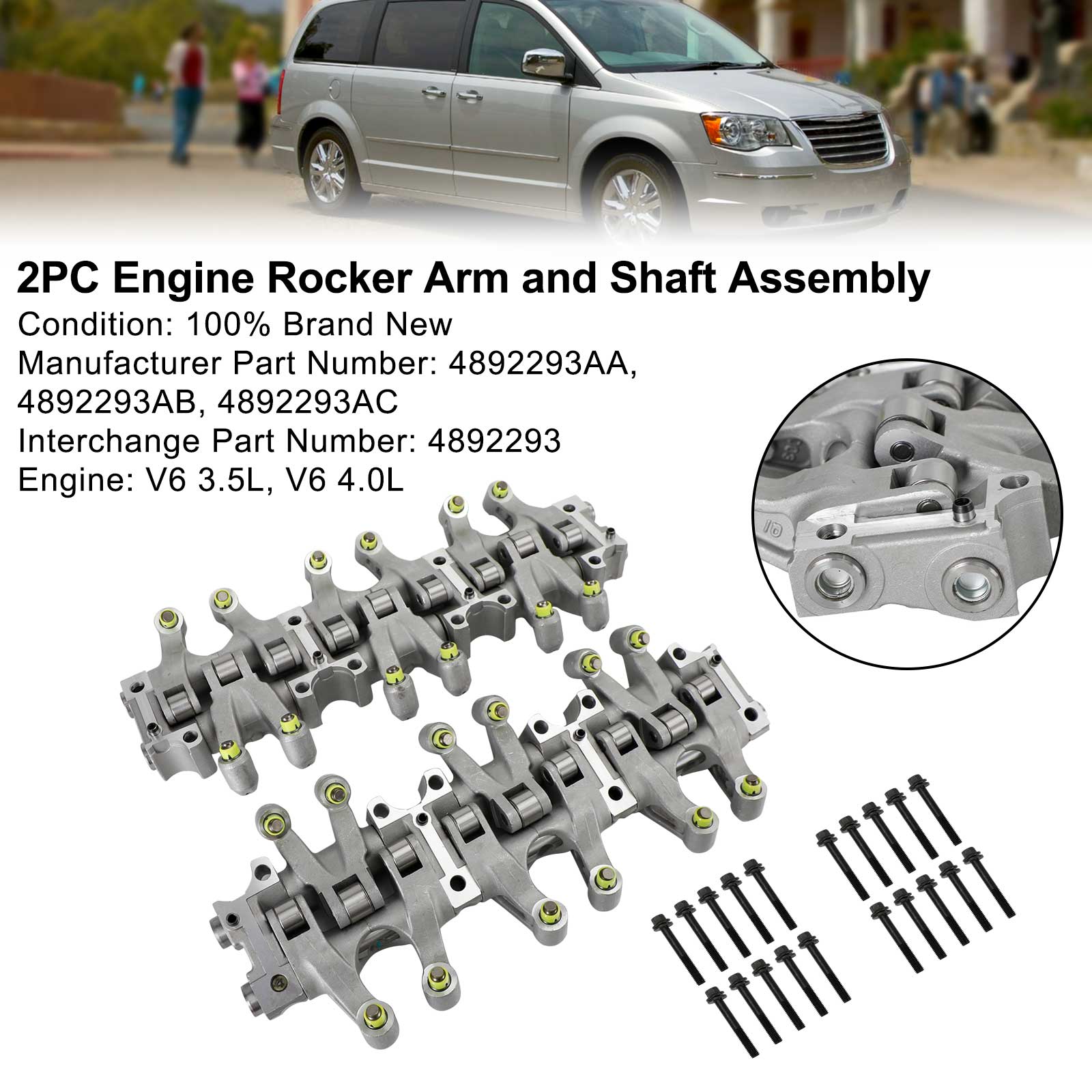 2009-2010 Dodge Challenger Journey V6 3.5L Tanto de admisión como de escape 2PC Motor Rocker Arm and Shaft Assembly 4892293AC