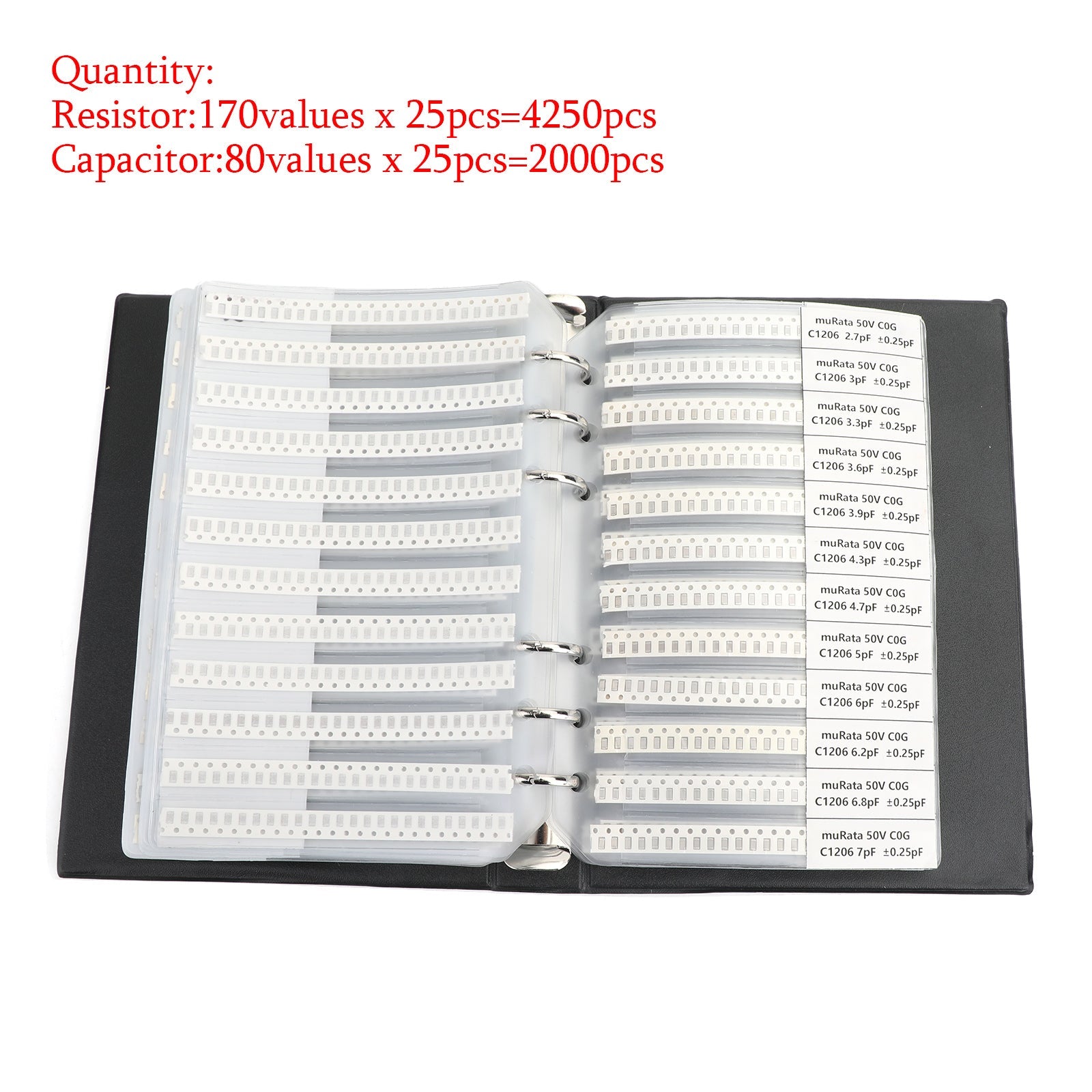 0201 0805 1206 0402 0603 1% SMD Chip Resistor 170values + Capacitor Sample Book